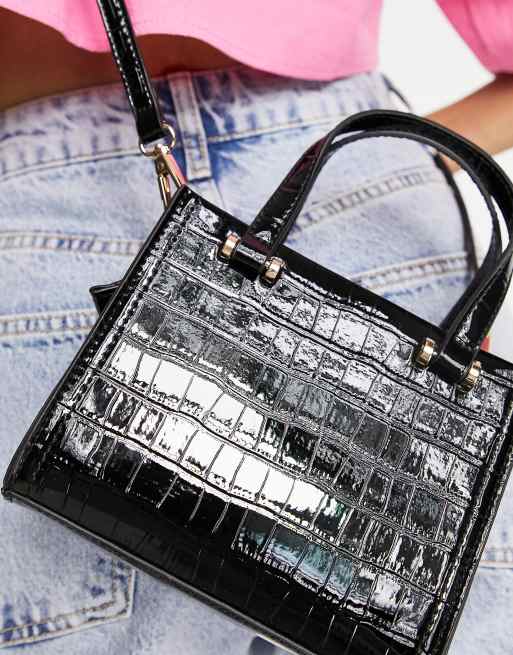 Black mini croc outlet bag