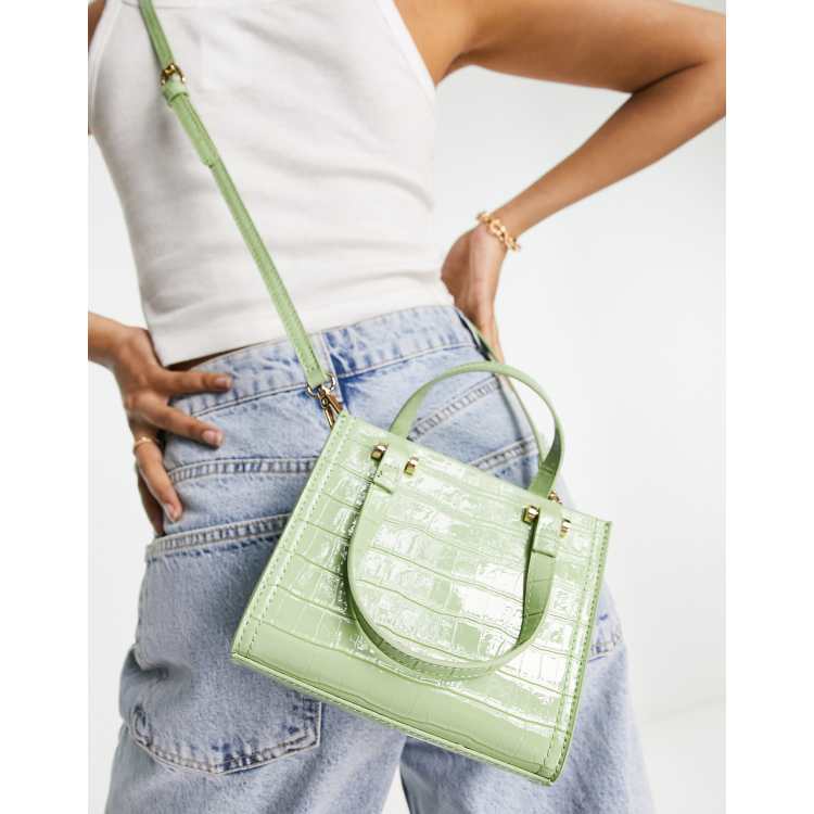 ASOS DESIGN mini croc tote bag with top handle and detachable