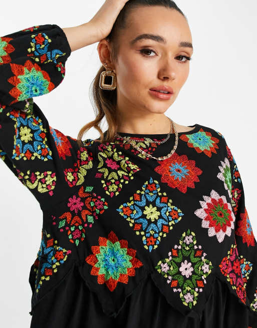 asos black crochet dress DESIGN mini embroidered smock in Color:Light Teal it is designed with sizechart_banks-lace-dress-size-chart VOUIAO Women Plus Size