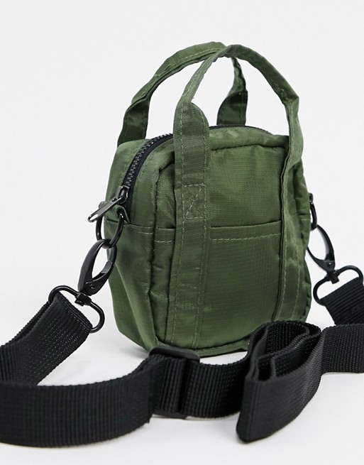 ASOS DESIGN mini cross body utility bag in khaki with grab handles and ...