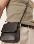 [ASOS DESIGN] ASOS DESIGN mini crossbody bag in black leather No Size BLACK
