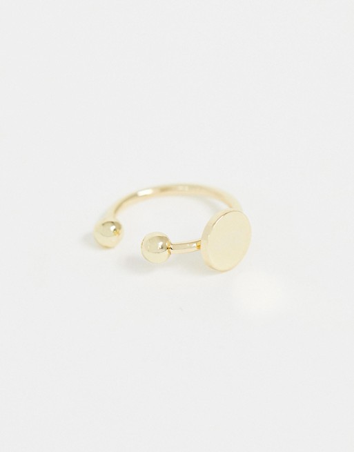 ASOS DESIGN mini disc ear cuff in gold tone