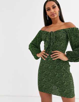 asos green ditsy dress