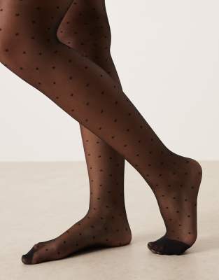 Asos Design Mini Dot Pattern Tights In Black