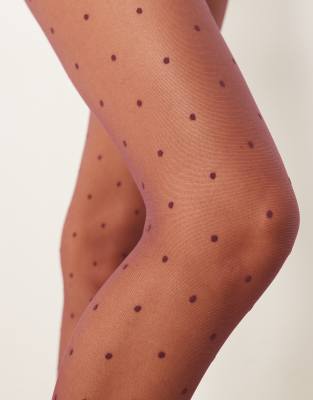 Asos Design Mini Dot Pattern Tights In Blue