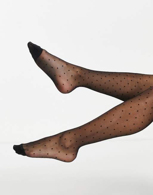 ASOS DESIGN mini dot tights in black