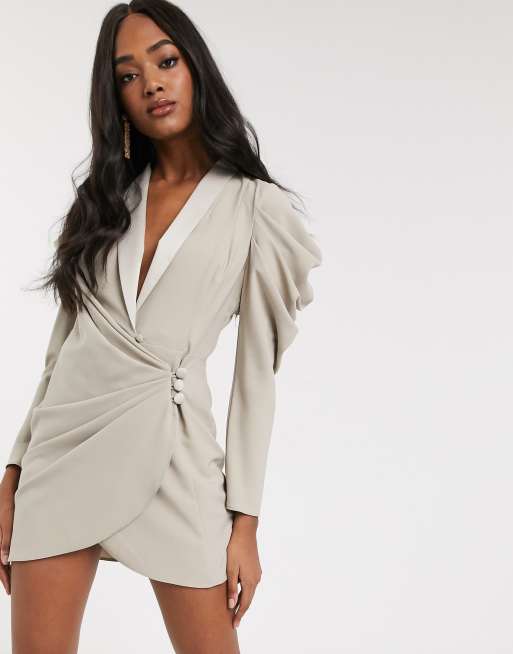 ASOS DESIGN mini drape front tux dress