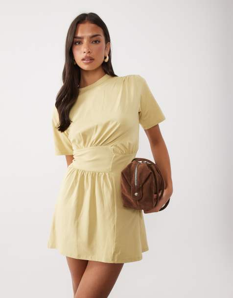 ASOS DESIGN mini dress con dettaglio in vita color oliva - view 1
