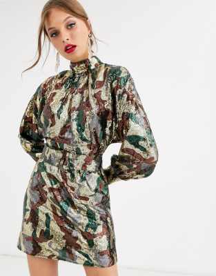 camo sequin dress