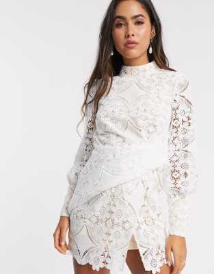 white cutwork dress