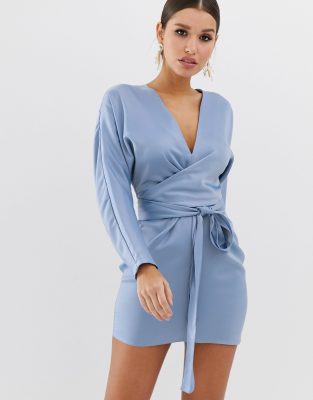 asos blue wrap dress