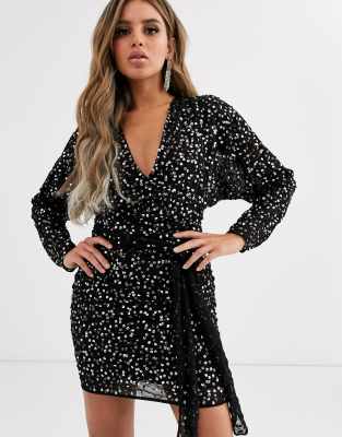 black sequin dress asos