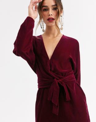 asos burgundy velvet dress