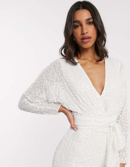 Asos sequin store white dress