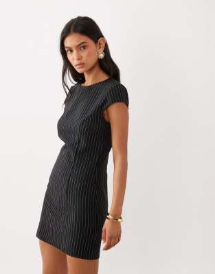 Asos Design Mini Dress With Cap Sleeves In Black