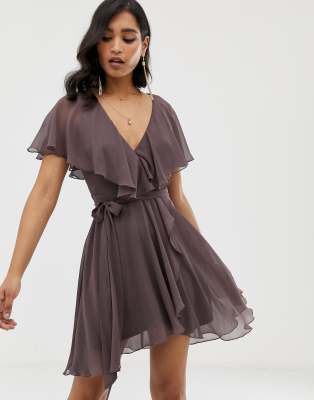 cape back dipped hem mini dress