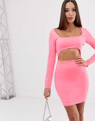 asos neon pink dress