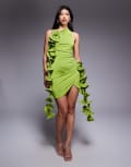 [ASOS DESIGN] ASOS DESIGN mini dress with draping swirls in lime-Green 12 lime