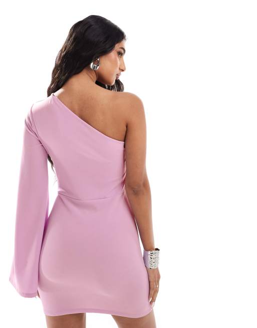 ASOS DESIGN mini dress with flare sleeve in lilac in scuba-style fabric |  ASOS