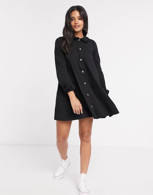 Product photo of Asos design mini dress with lace trim collar in black