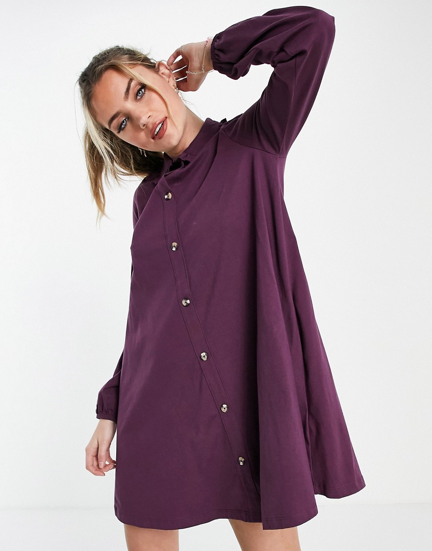 ASOS DESIGN mini dress with lace trim collar in purple