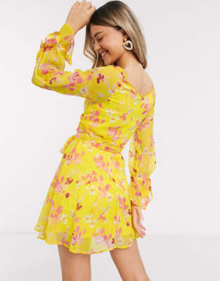 asos design yellow dress