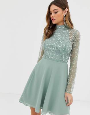 asos green mini dress