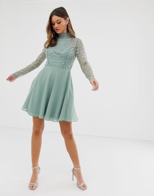 Asos design mini 2025 dress with wrap skirt