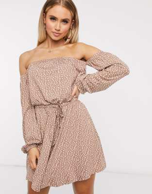 asos brown polka dot dress