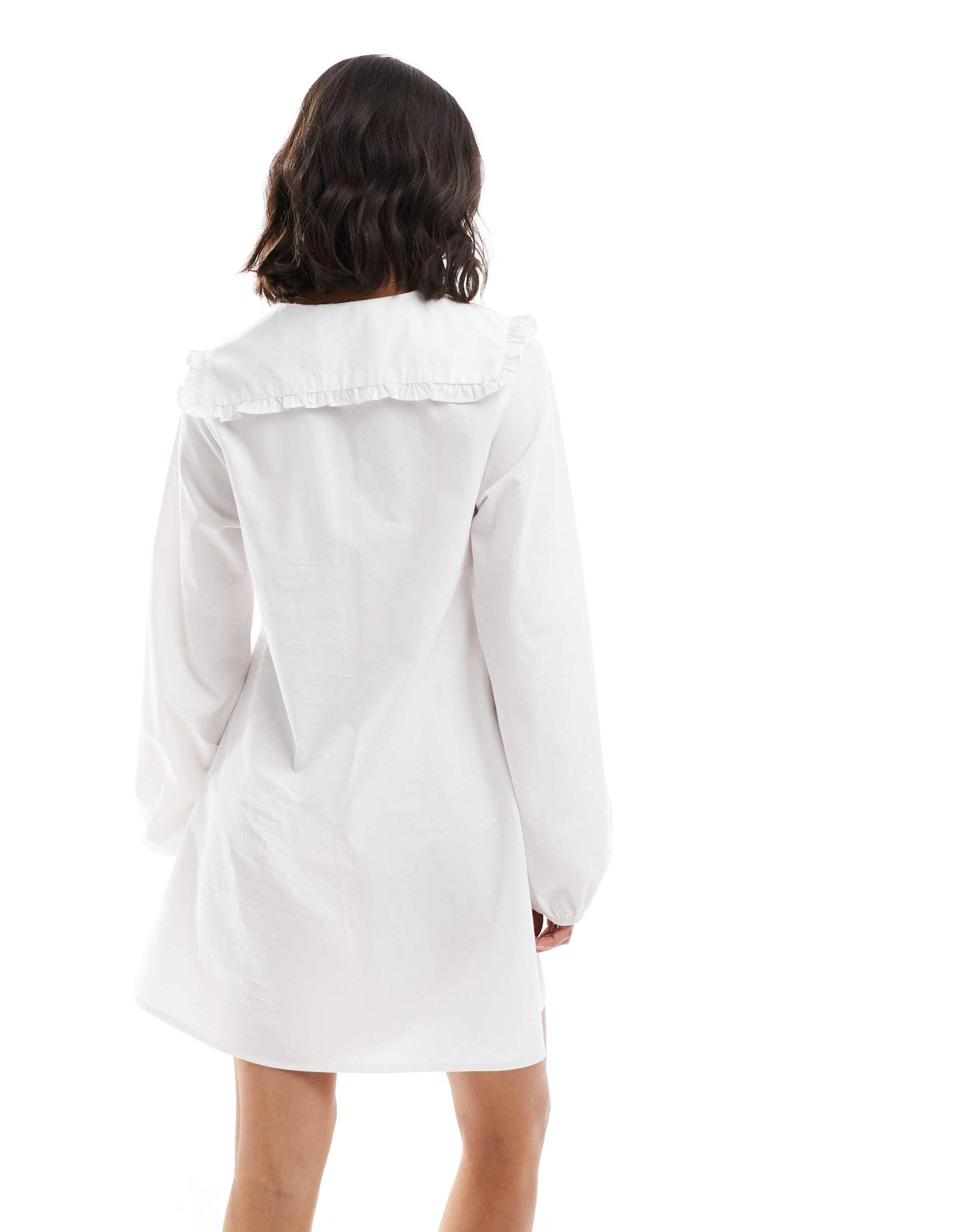 asos design mini dress with oversized collar in white