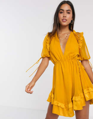 asos mustard dress