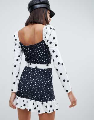 polka dot contrast dress