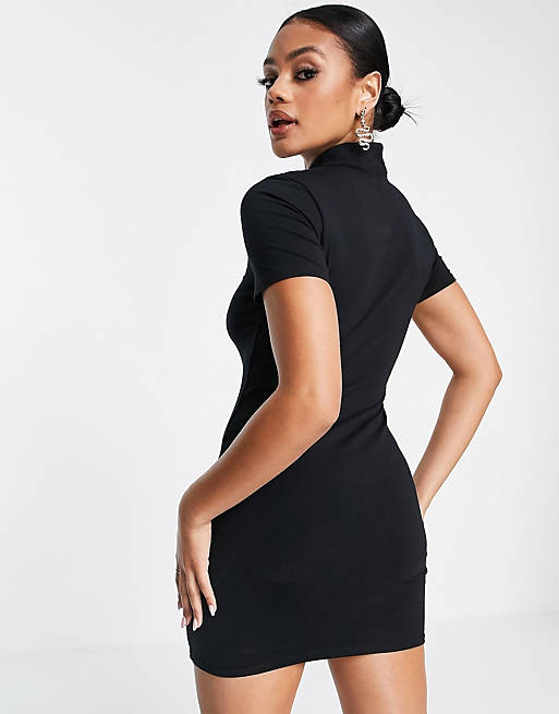 Dresses mini dress with short sleeves in large keyhole detail in black 