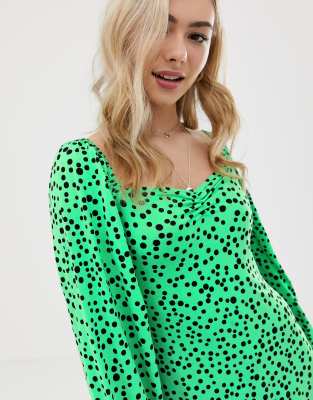 asos green spot dress