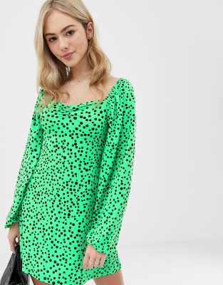 asos green spotty dress