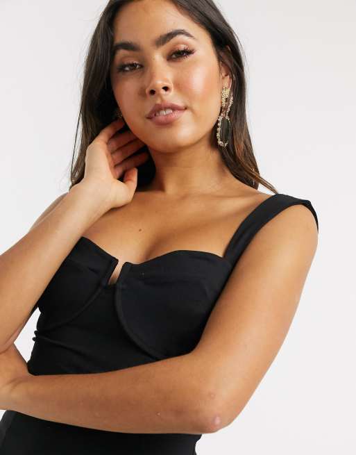 Under the wire curved cup outlet satin mini dress in black