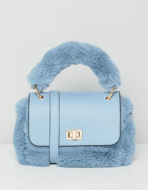 Blue faux store fur bag