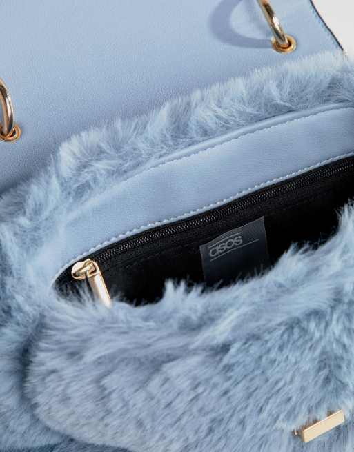 ASOS DESIGN mini faux fur bag with detachable strap