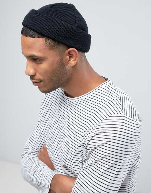 del farligt spids ASOS DESIGN mini fisherman beanie in black | ASOS