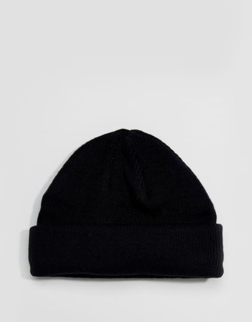 Black mini fisherman beanie deals