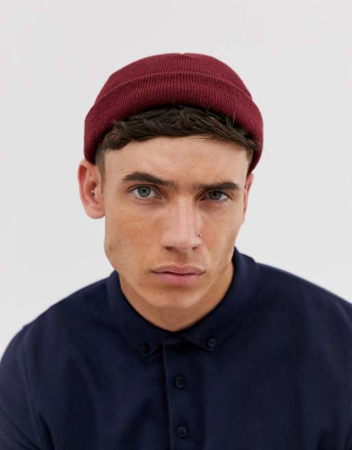 Drejning Begivenhed systematisk ASOS DESIGN mini fisherman beanie in burgundy | ASOS