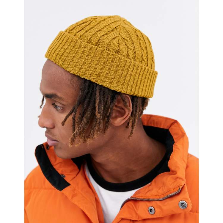 Mustard yellow fisherman store beanie