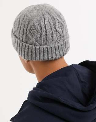 Evesham Nj Design Mini Fisherman Beanie In Gray Cable Knit Evesham Nj