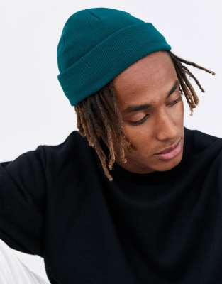 ASOS DESIGN ASOS DESIGN mini fisherman beanie in teal-Green