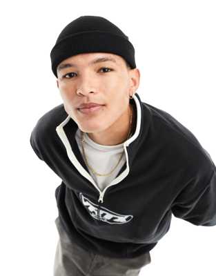 ASOS DESIGN mini fisherman ribbed beanie in black - ASOS Price Checker