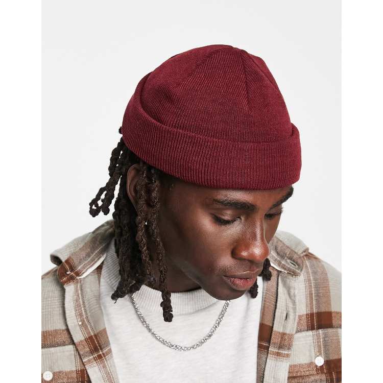 Burgundy store fisherman beanie