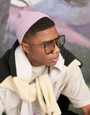 ASOS DESIGN mini fisherman ribbed beanie in lilac - ASOS Price Checker