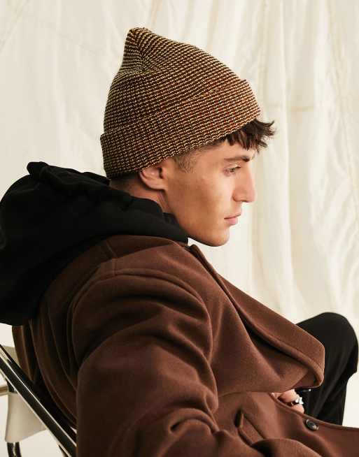 ASOS DESIGN mini fisherman ribbed beanie in multi color twist