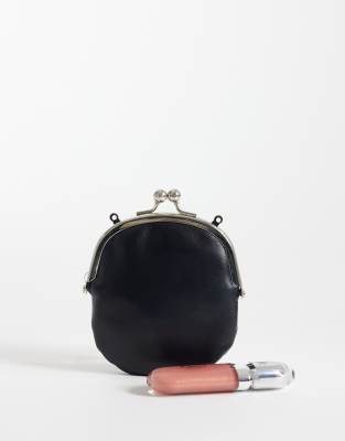 Asos Design Mini Frame Charm Pouch In Black
