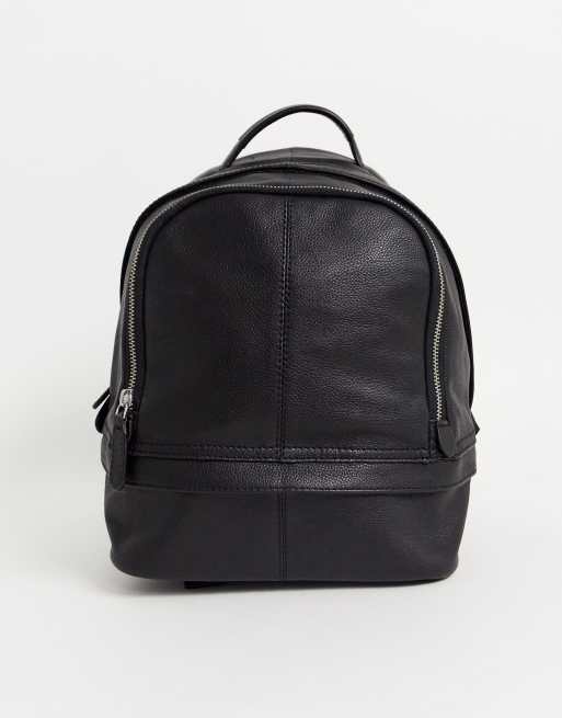 ASOS DESIGN mini harvard backpack in black leather | ASOS